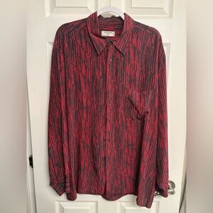 Vintage Valentino Red Stripe Silk Button Up Shirt